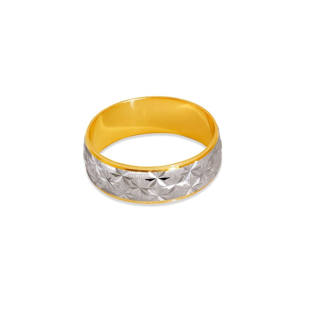 14k REAL GOLD Two Tone Star Stamping Wedding Band size 9